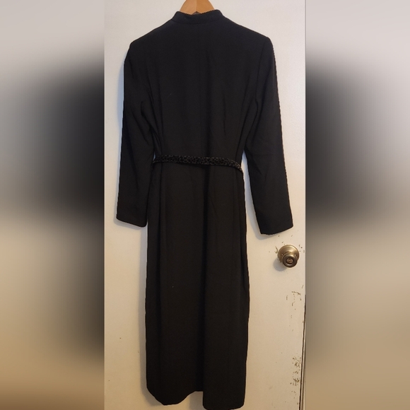 Kasper Elegant Black Long Sleeve Dress with Textured Trim - Picture 6 of 6